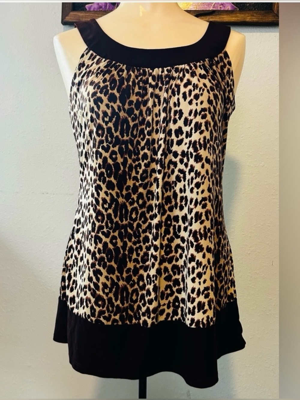 Heart Soul Brown Tone Cheetah Print Tank Top Size S